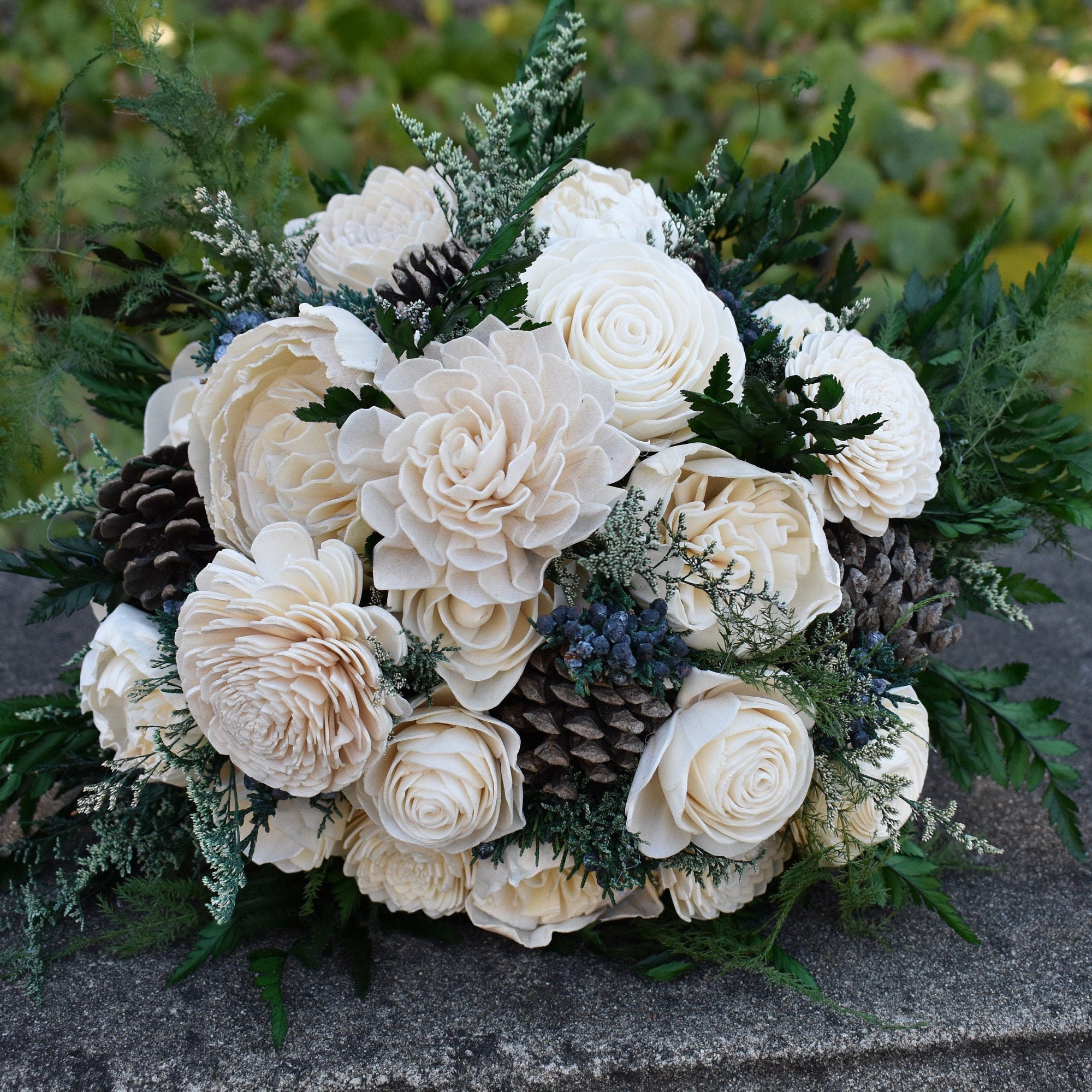 Black Tie Affair Wood Flower Bouquet – Woodland Flower Co