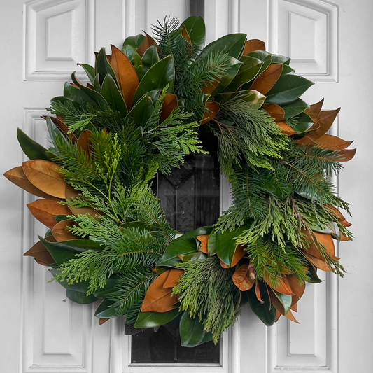 Fresh Magnolia, Cedar, and Fir Wreath