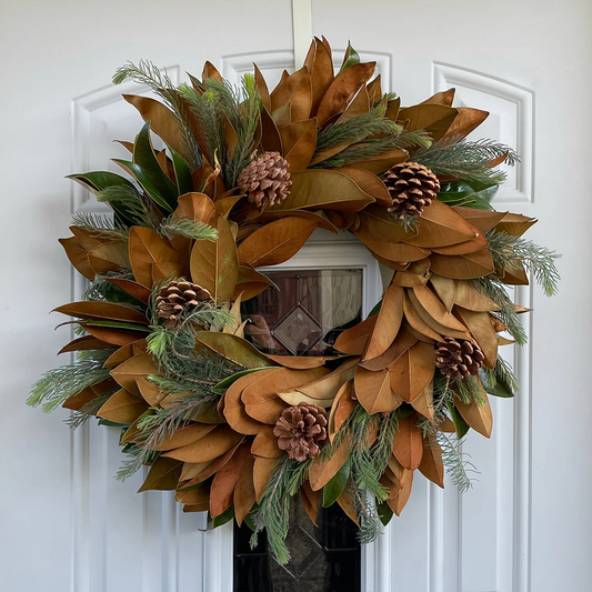 Fresh Magnolia, Pine Aussi, and Pinecone Wreath