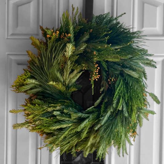 Fresh Redwood Cedar & Pine Wreath