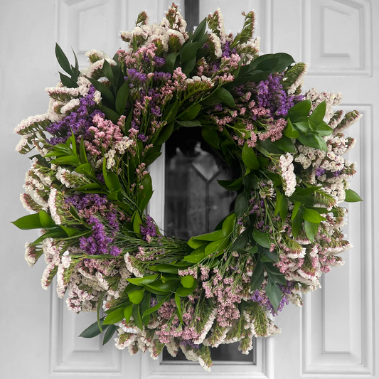 Fresh Ruscus Statice and Limonium Wreath