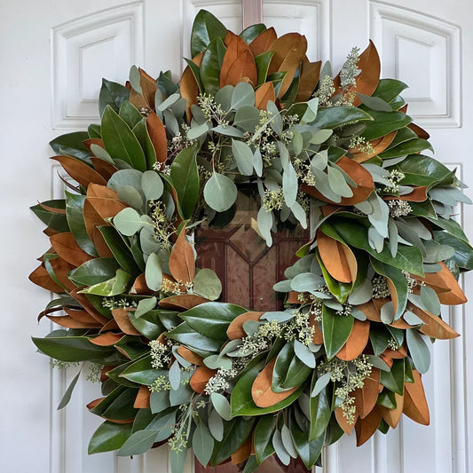 Fresh Seeded Eucalyptus and Magnolia Wreath