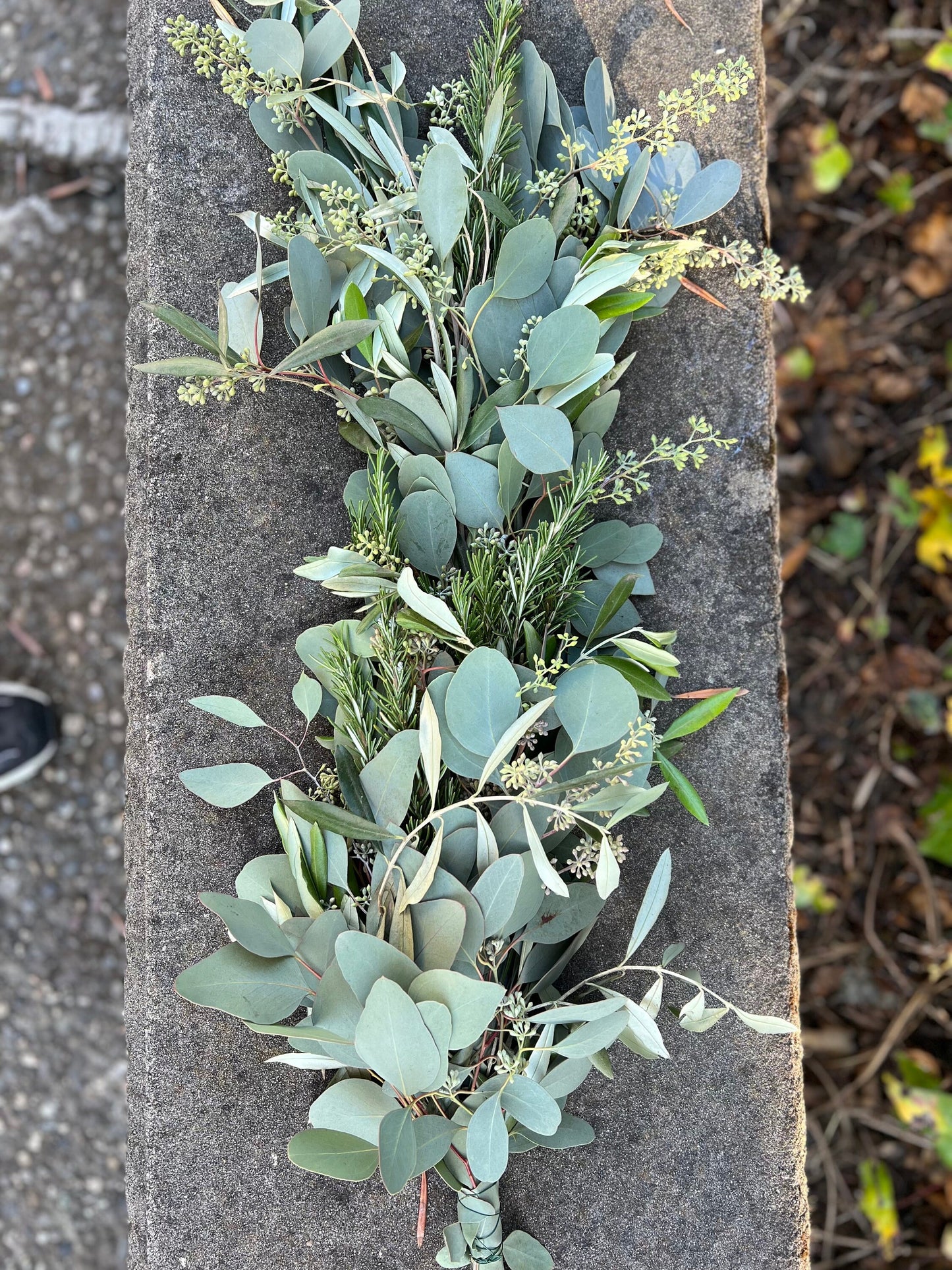 Fresh Rosemary, Olive, and Seeded Eucalyptus Garland