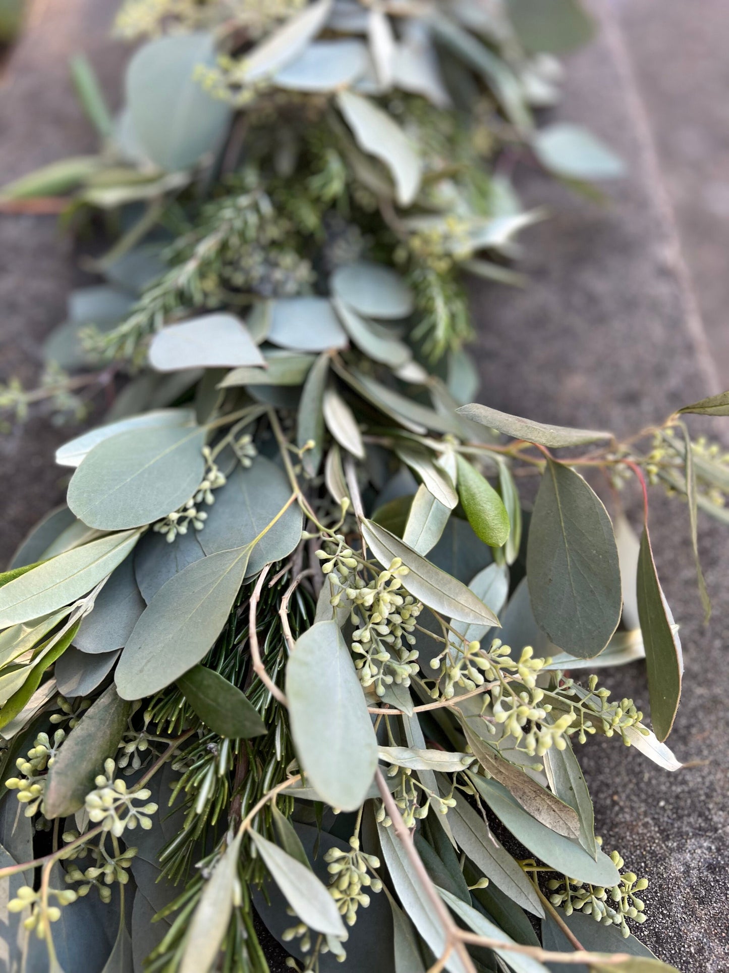 Fresh Rosemary, Olive, and Seeded Eucalyptus Garland