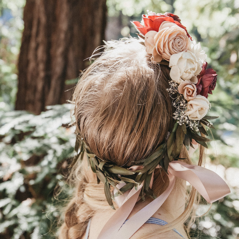 Old Fashioned Blue Wedding | Flower crown hairstyle, Wedding hair flowers, Floral  crown wedding